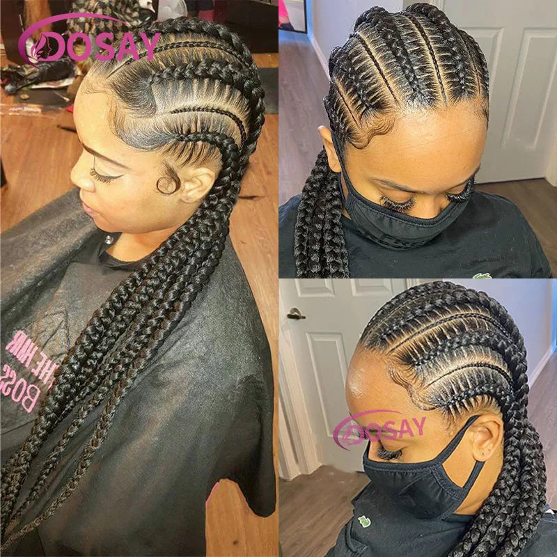 Incoo-Perruque synthétique tressée pour femmes noires, 36 pouces, sans nœud, boîte, Cornrow, cheveux africains