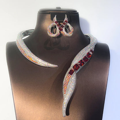 Collier en Zircon pour femmes, design unique, multicolore, ensemble de bijoux de mariée de luxe, cubique, dubaï, adapté aux accessoires à col en v