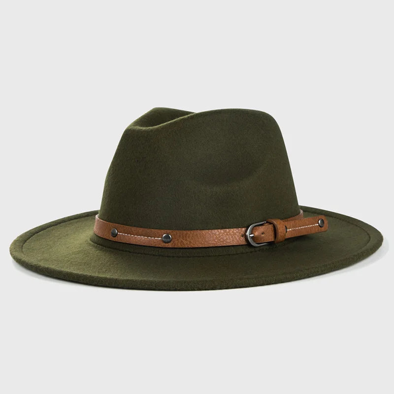 Chapeau Fedora en laine pour hommes et femmes, casquette de Jazz à large bord, Imitation laine, chapeau britannique en feutre d'église, automne hiver