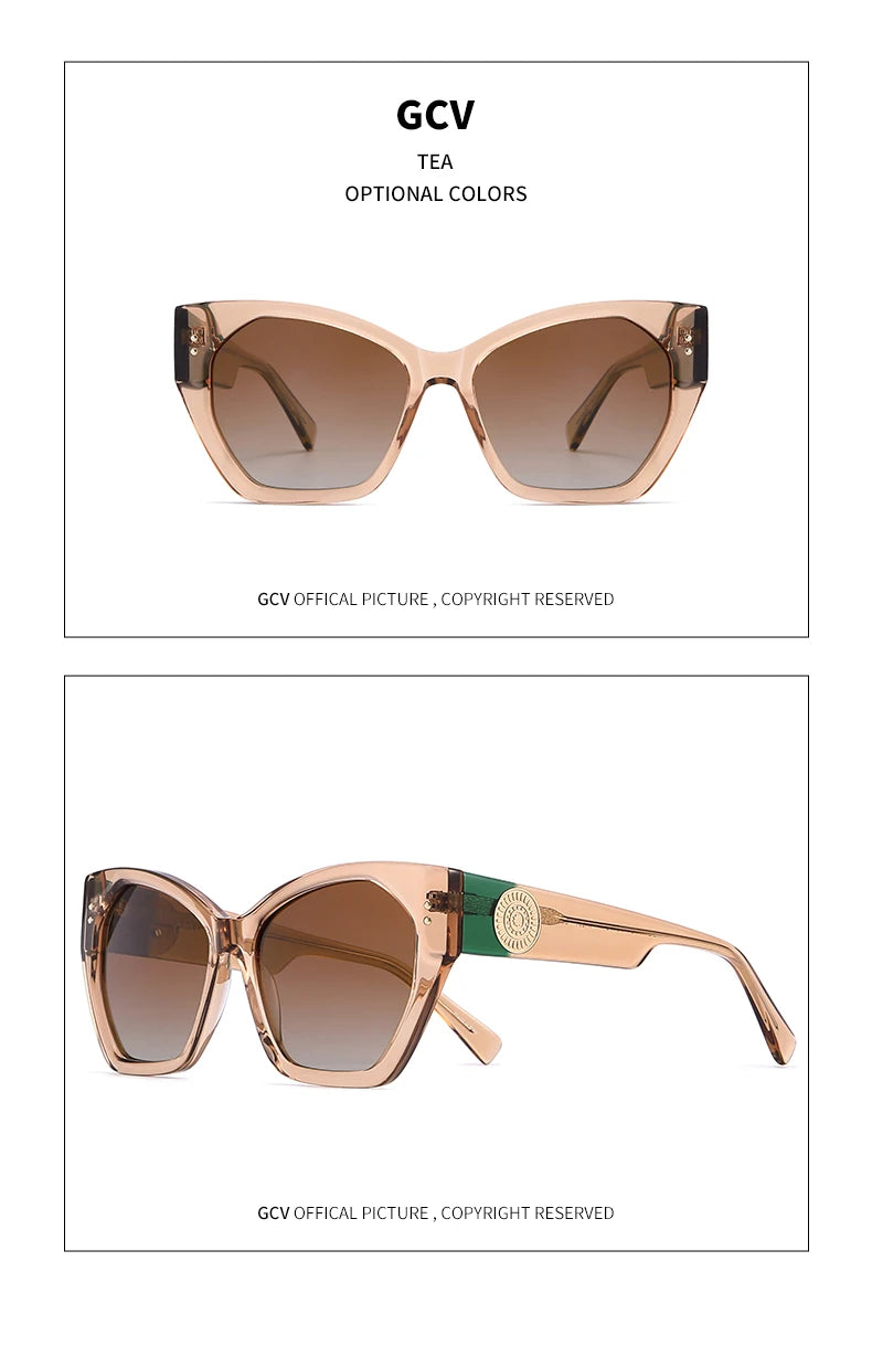 GCV marque acétate apparence brevet Design femmes papillon rectangulaire Triangle lunettes de soleil polarisées UV400 mode