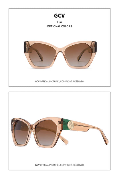 GCV marque acétate apparence brevet Design femmes papillon rectangulaire Triangle lunettes de soleil polarisées UV400 mode