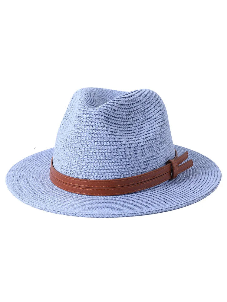 56-58-59-60CM nouveau chapeau de paille de forme souple Panama naturel été femmes/hommes casquette de soleil de plage à large bord Protection UV chapeau Fedora