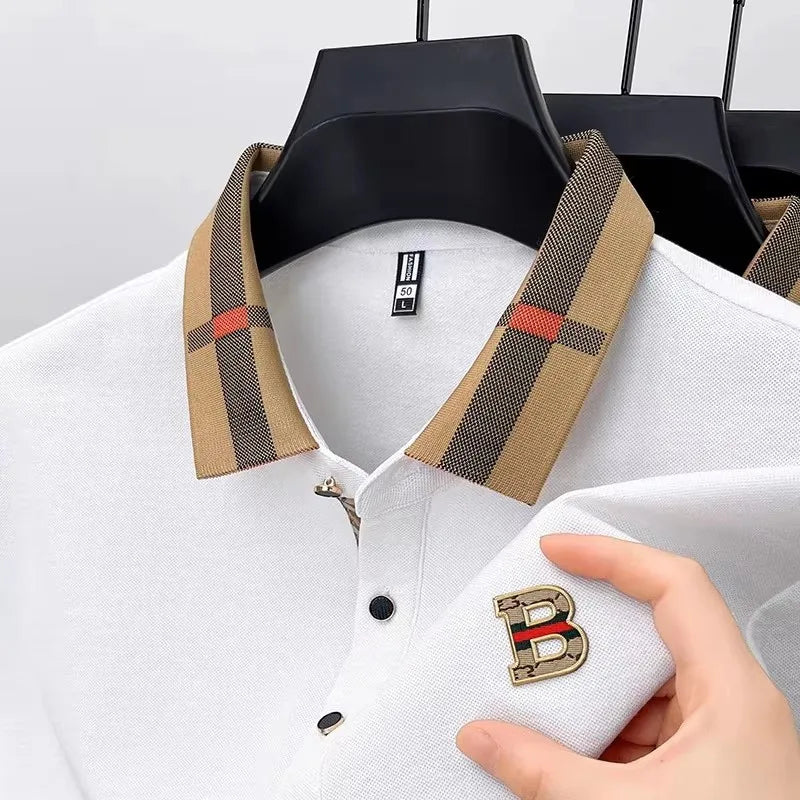 Marque de luxe logo polo à manches courtes hommes été nouveau haut de gamme en soie coton respirant Paul T-shirt mode décontracté vêtements pour hommes