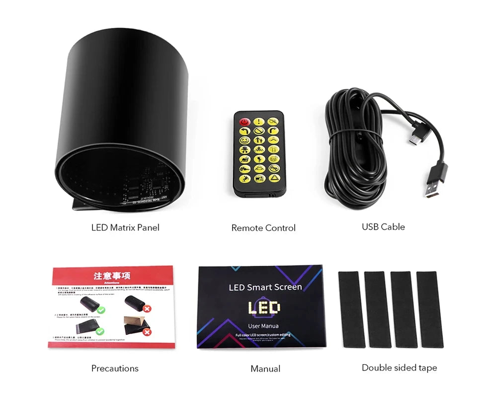 Écran d'affichage de panneau de pixels matriciel LED pour camion, Flexible, rvb, USB, 5V, motif de voiture, Graffiti, texte, projecteur, boutique d'animation, barre de rappel