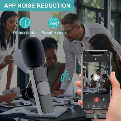 Microphone Lavalier sans fil, Mini micro d'enregistrement Audio et vidéo Portable pour iPhone Android, diffusion en direct et jeu