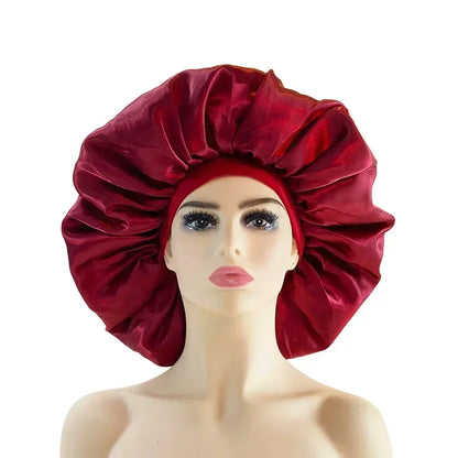 Bonnet en Satin réversible pour cheveux, Double couche réglable, couvre-tête pour dormir, accessoires de coiffure bouclés et élastiques