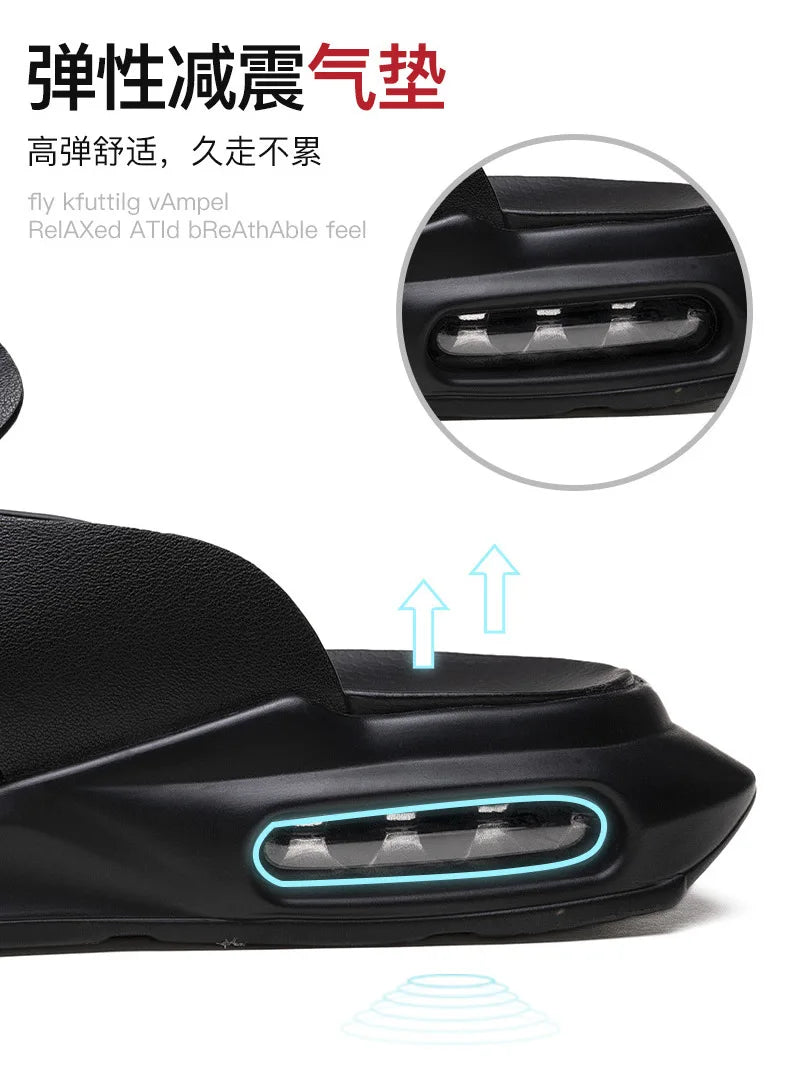 Luxury Men's Genuine Leather Sandals Classic Roman Men Shoes Slippers Soft Comfortable Men Non-slip Walking Slippers Footwea