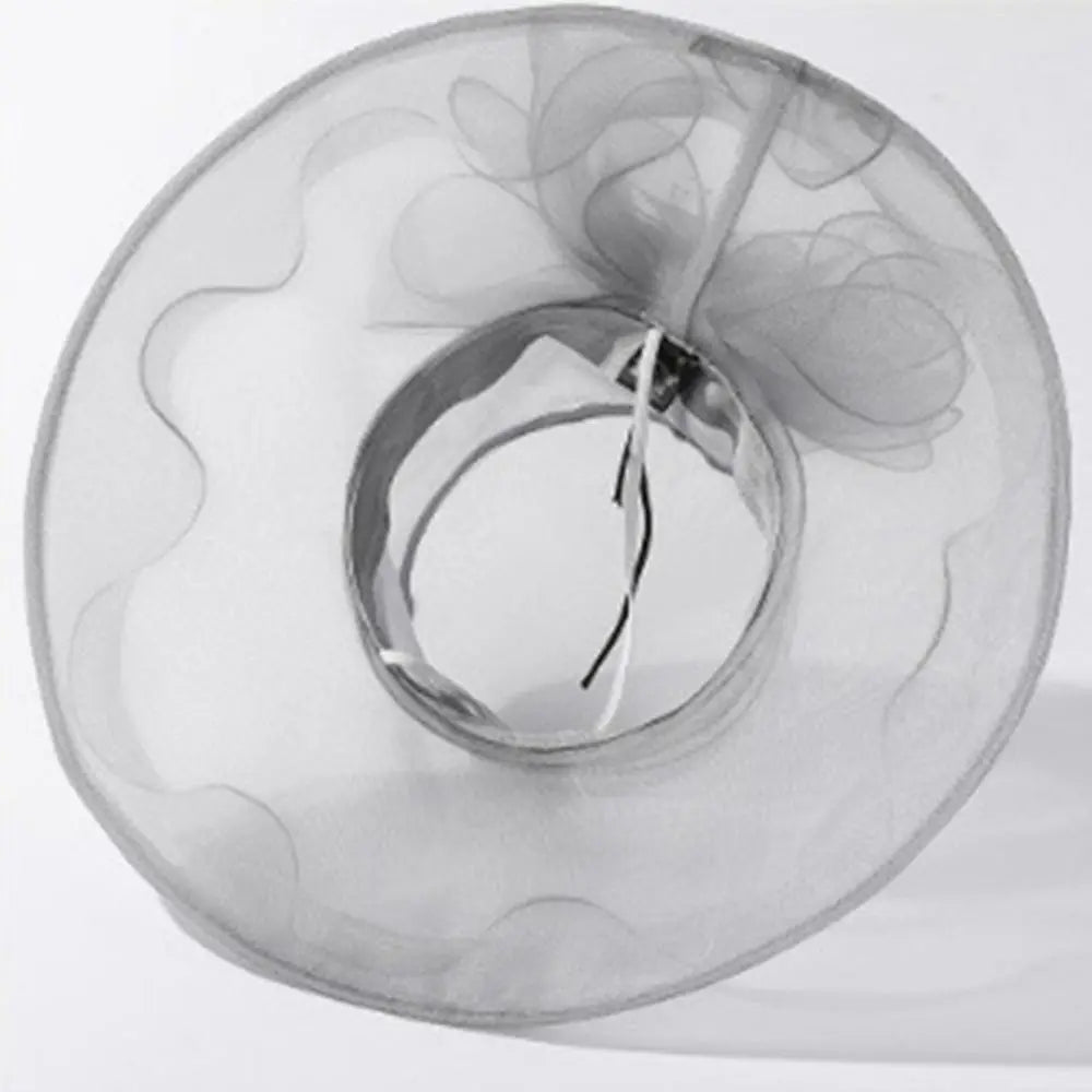 Chapeau Derby à fleurs de couleur unie pour femmes, en Organza à large bord, à volants, chapeau de soleil pliable, Protection UV, pour fête de thé, mariage