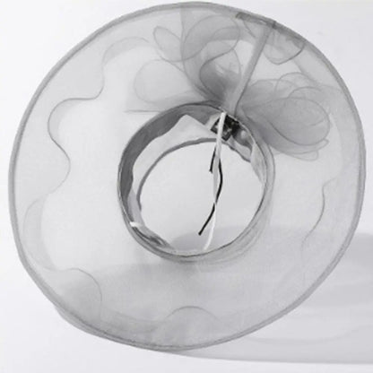 Chapeau Derby à fleurs de couleur unie pour femmes, en Organza à large bord, à volants, chapeau de soleil pliable, Protection UV, pour fête de thé, mariage