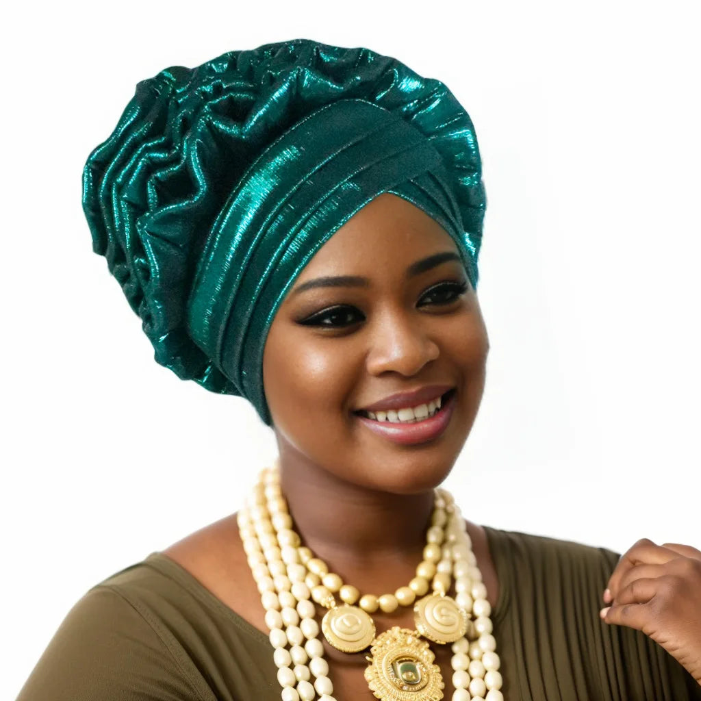 Turban Africain à Volants et artificiel astiques pour Femme, Couvre-chef de Mariage, Cravate de Sauna, Équipement de ix, Chapeau, Nigeria