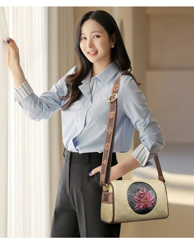 Sac à main décontracté en cuir souple pour femmes, sacs à bandoulière, nouvelle mode imprimée, fourre-tout pour dames, 2024