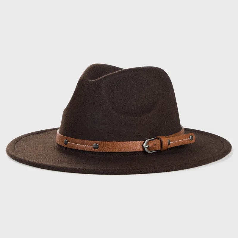 Chapeau Fedora en laine pour hommes et femmes, casquette de Jazz à large bord, Imitation laine, chapeau britannique en feutre d'église, automne hiver