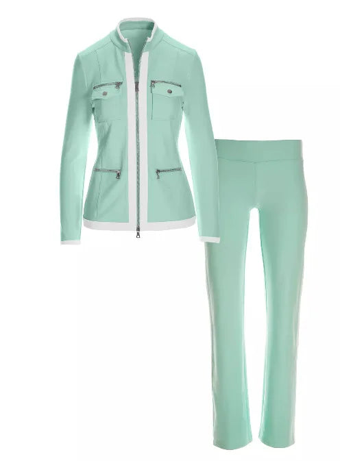 Ensemble deux pièces décontracté pour femmes, nouvelle mode, couleur unie, élégant, Slim, Simple, fermeture éclair, haut, pantalon de survêtement droit, automne et hiver