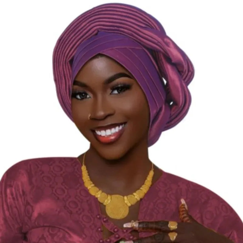 Mode africaine musulmane Turban casquette femmes Autogele couvre-chef dame bandeau Nigeria mariage couvre-chef Turbante Mujer 2025