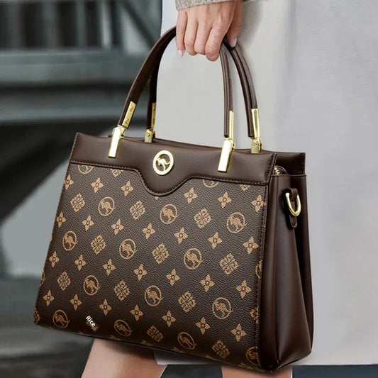 Sac fourre-tout rétro de grande capacité, sac à main imprimé couleur assortie Simple, cadeau pour maman, sac à bandoulière Simple, fermeture à glissière, autre matériau