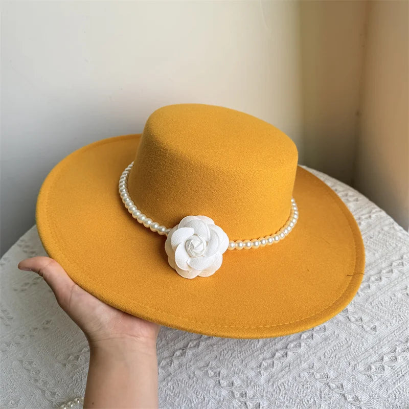 Chapeau Fedora de Style français pour femmes, chapeau en feutre à bord large de 10CM, Derby d'hiver et d'automne, chapeaux de Jazz de mariage