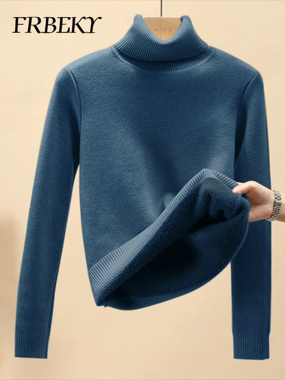 Pull à col roulé rembourré pour femme, chemise à fond, sous-vêtement document solide, pulls en Y, chaud, automne, hiver