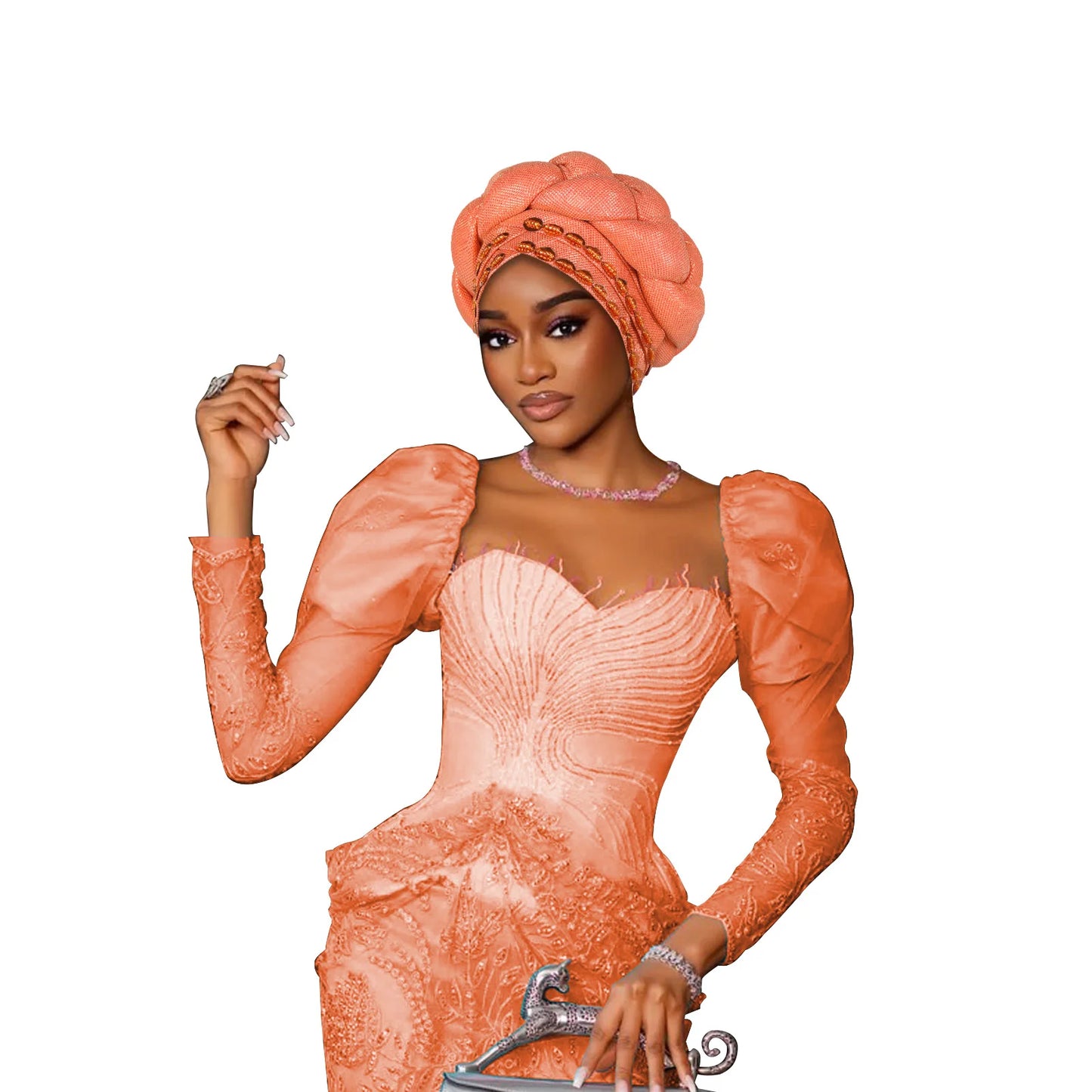 Couvre-chef africain Auto Gele déjà fabriqué, Turban brillant pour femmes, Hijab nigérian tressé, couvre-chef pour fête de mariage