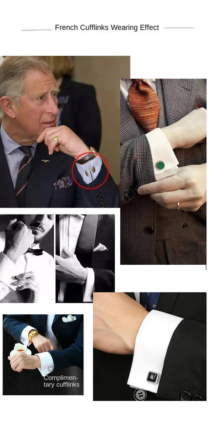 Chemise à manches longues pour hommes, Niche Chic, manches doubles pliées, col Windsor, robe de haute qualité, boutons de manchette français aléatoires, 2024