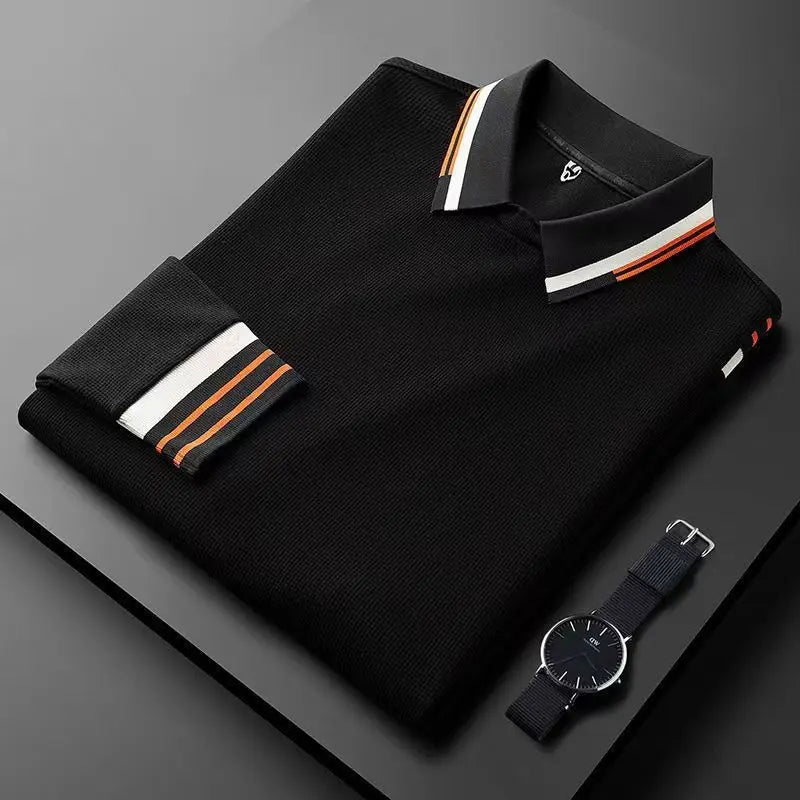 Polo décontracté à manches longues pour hommes, haut d'affaires, haute qualité, printemps, automne, nouveau