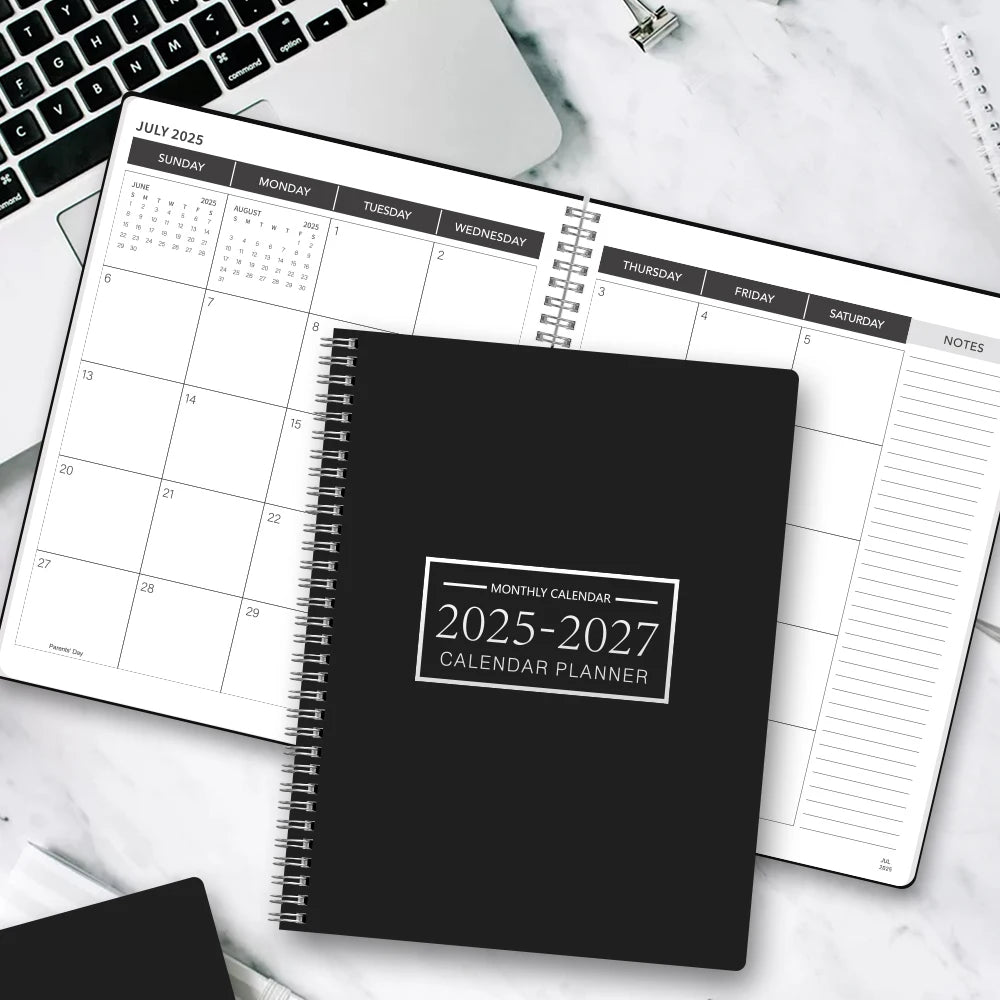 1Pc A4 2025.7-2027.6 Planificateur mensuel et calendrier 2 ans mensuels à partir de 2025 juin. 2027, 24 mensuels, avec 3 autocollants