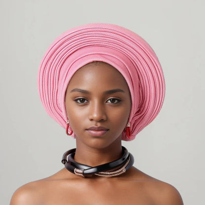 Turban Africain Plissé pour Femme, Déjà Fait, Cravates de Sauna, Bonnet Auto Gele, Hijab Musulman, Mariage Nigérian, Chapeau Rond