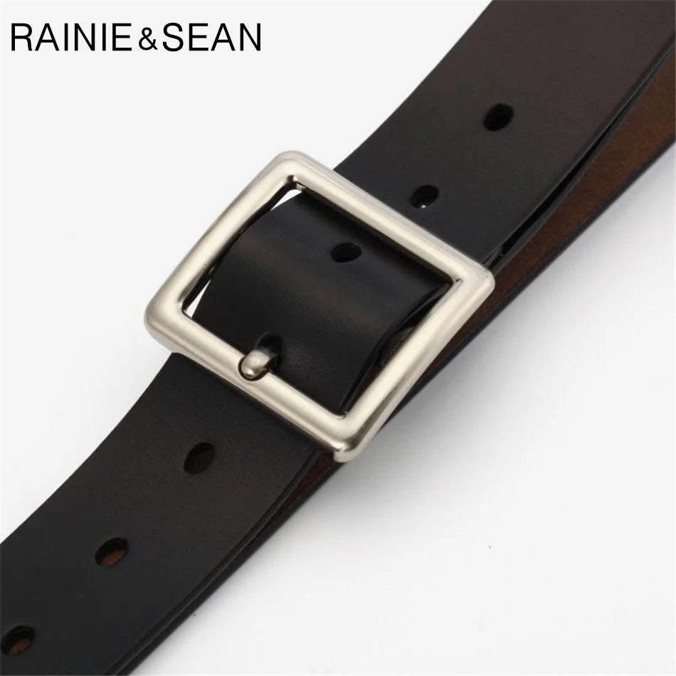 RAINIE SEAN – ceinture blanche en cuir véritable pour femme, avec boucle ardillon, en peau de vache, rouge, noir, Camel