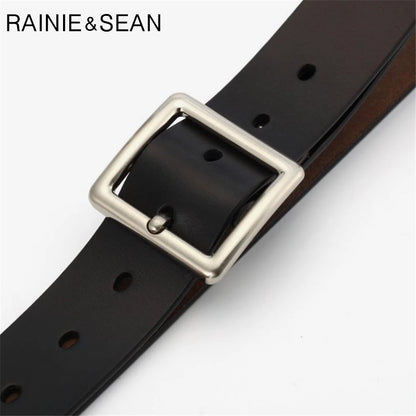 RAINIE SEAN – ceinture blanche en cuir véritable pour femme, avec boucle ardillon, en peau de vache, rouge, noir, Camel