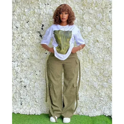 Ensemble Dashiki Africain pour Femme, Haut et Pantalon Assortis, Nouvelle Collection Printemps Été 2025, 2 Pièces