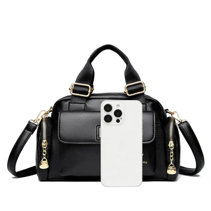 Sac à bandoulière en cuir PU de haute qualité pour femmes, fourre-tout, sacoche multi-poches pour les déplacements quotidiens