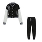 European and N Women's Wear B Monochrome Jacket Single-breasted Monochrome Printed Baseball Suit