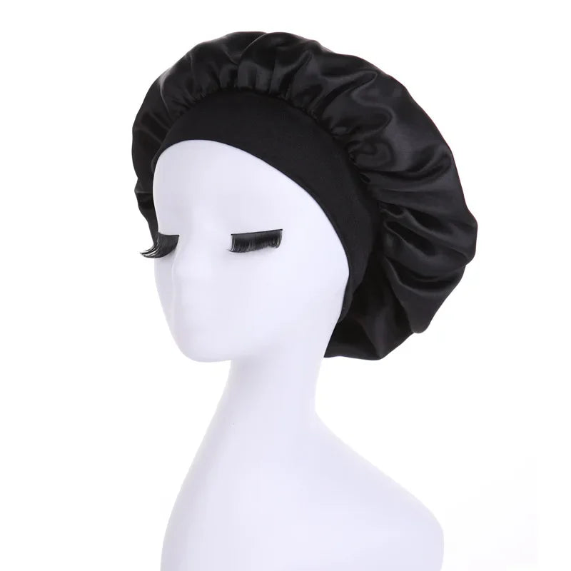 Femmes Satin solide à large bord chapeau de couchage nuit Bonnet de nuit soins des cheveux Bonnet Bonnet de nuit pour femmes hommes unisexe casquette bonnet de nuit