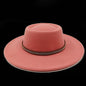 Chapeau fedora rose 8cm, haut convexe concave, chapeau de jazz pour femmes et hommes, chapeau fedora classique à dessus plat