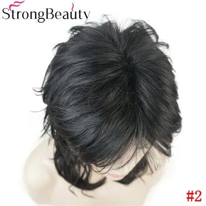 Perruque synthétique ondulée mi-longue pour femmes, cheveux naturels, sans capuchon