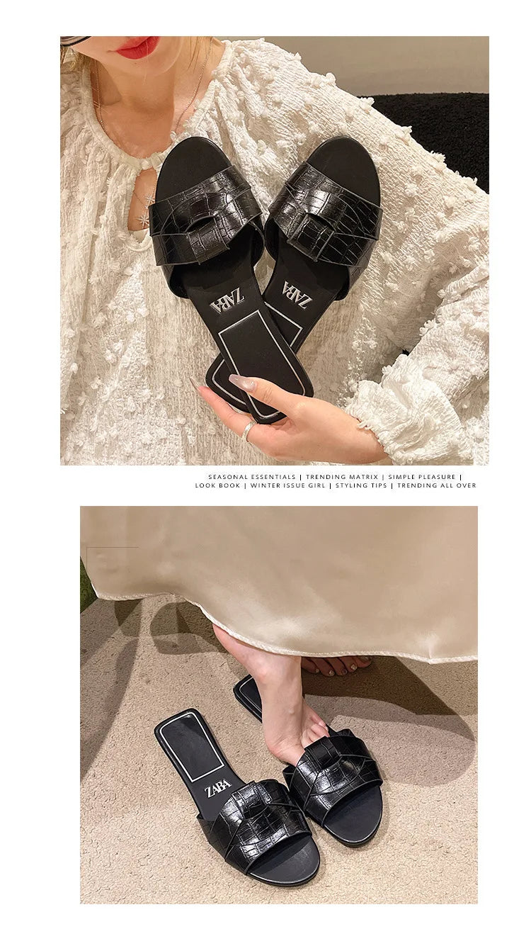 Offre spéciale femmes pantoufles à talons bas pantoufles confortables Sexy croix Peep orteil chaussures de luxe en plein air plage femmes respirabilité chaussures