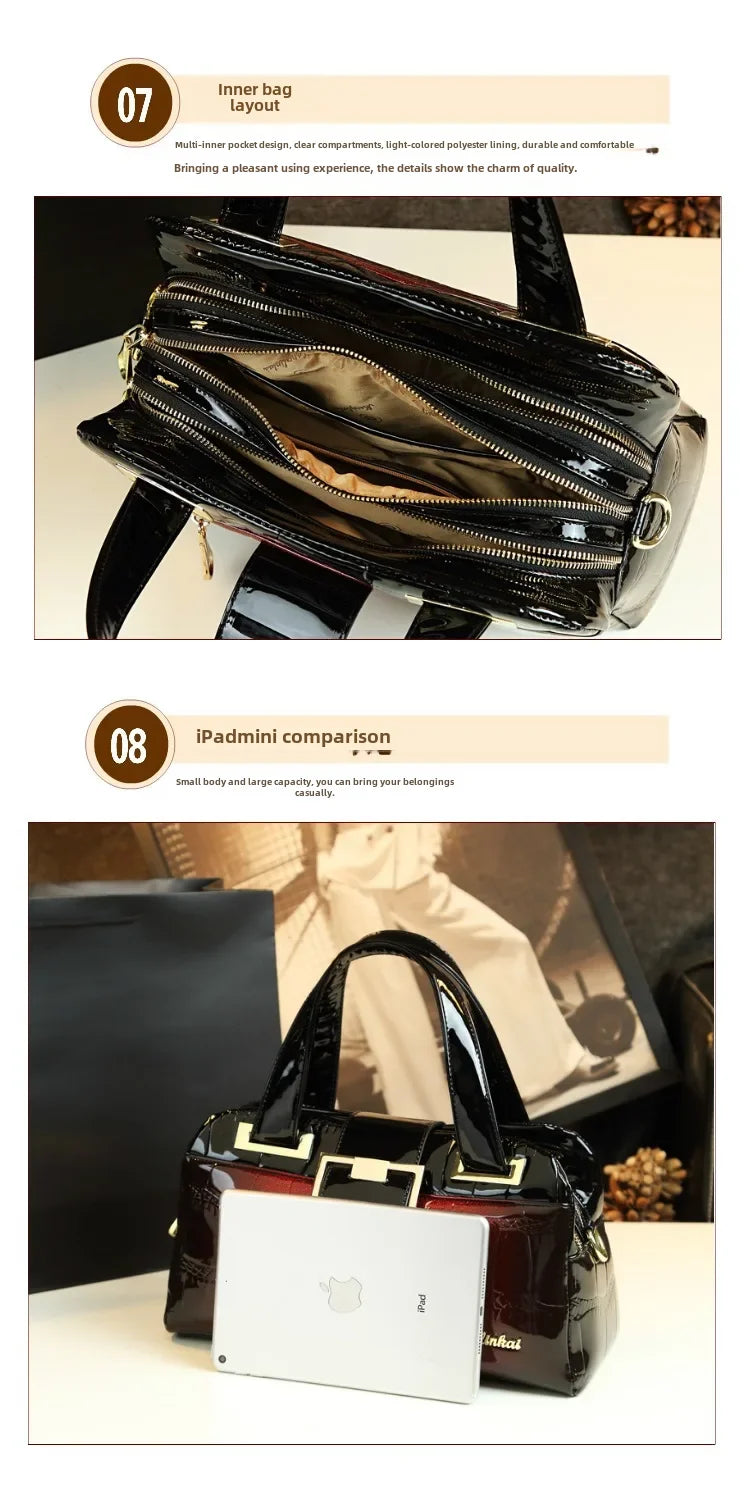 Sac à main multicouche en cuir souple pour femme, motif crocodile, coussin Boston, mères d'âge moyen, initié unique, nouveau, 2024