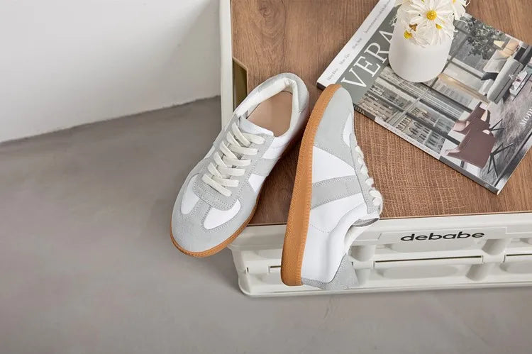 Baskets de Luxe en Cuir group pour Femme, Chaussures d'Entraînement Moral Décontractées, Plates, Nouvelle Collection Printemps 2024