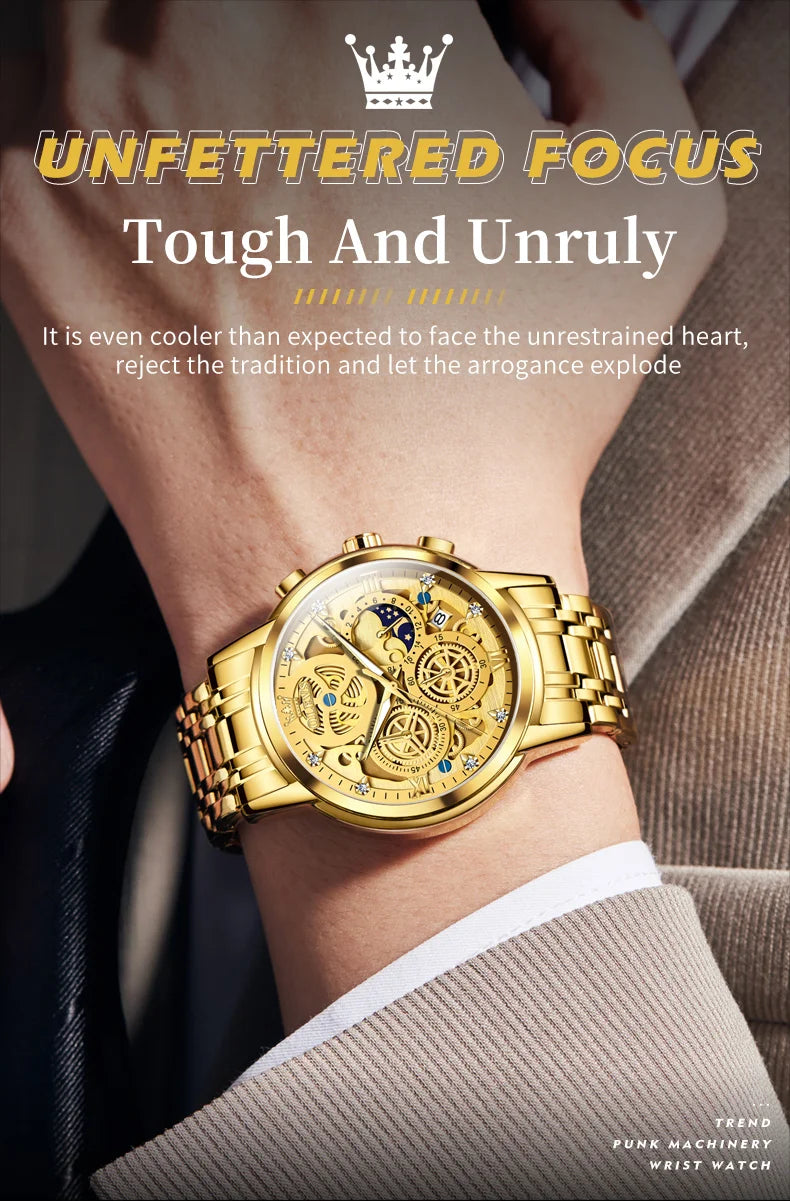 OLEVS marque originale montres pour hommes de luxe mode montre à Quartz de haute qualité nouveau Concept conception bracelet en acier inoxydable montre-bracelet