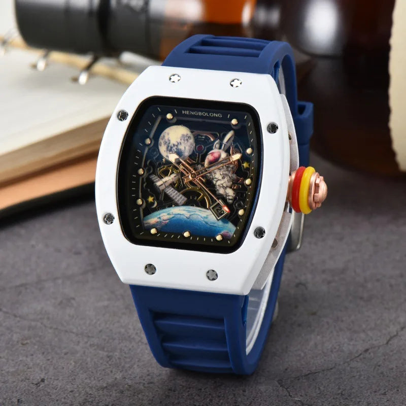 Bande de mode de luxe Tonneau hommes montre lumineuse étanche Date Sport haute qualité montres à Quartz hommes en acier AAA hommes montre-bracelet