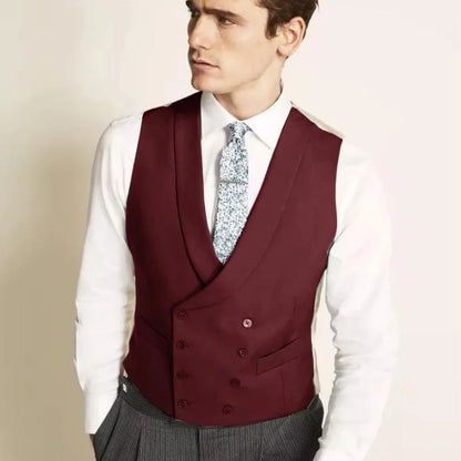 Gilet Gentleman Gris GlaDark Double Bouton avec Revers pour Homme, Régulier Slim, Glaçage Trempé, Business, Banquet de Mariage