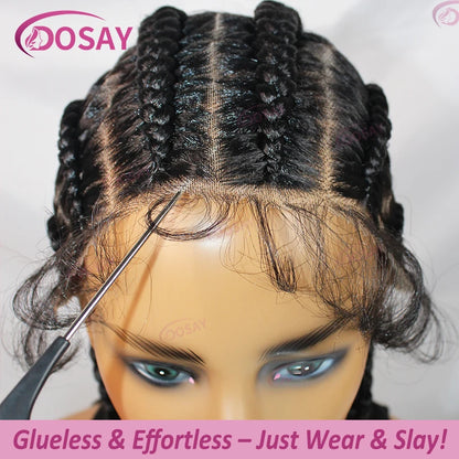 Perruques tressées sans colle synthétique pleine dentelle avant perruque tresse africaine sans noeud boîte tresses 20 "femmes perruques pour femmes perruques tressées