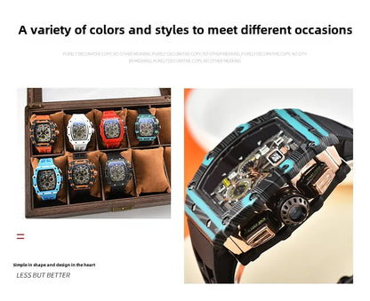 Nouvelle génération sport conception creuse montre d'affaires machines de sport modernes vent quartz petite montre artisanale à trois disques