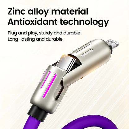 Câble de charge rapide USB vers Type C 4 en 1, 240W, PD3.0, transfert de données haute vitesse, pour iPhone 1514, Samsung, Xiaomi, HUAWEI