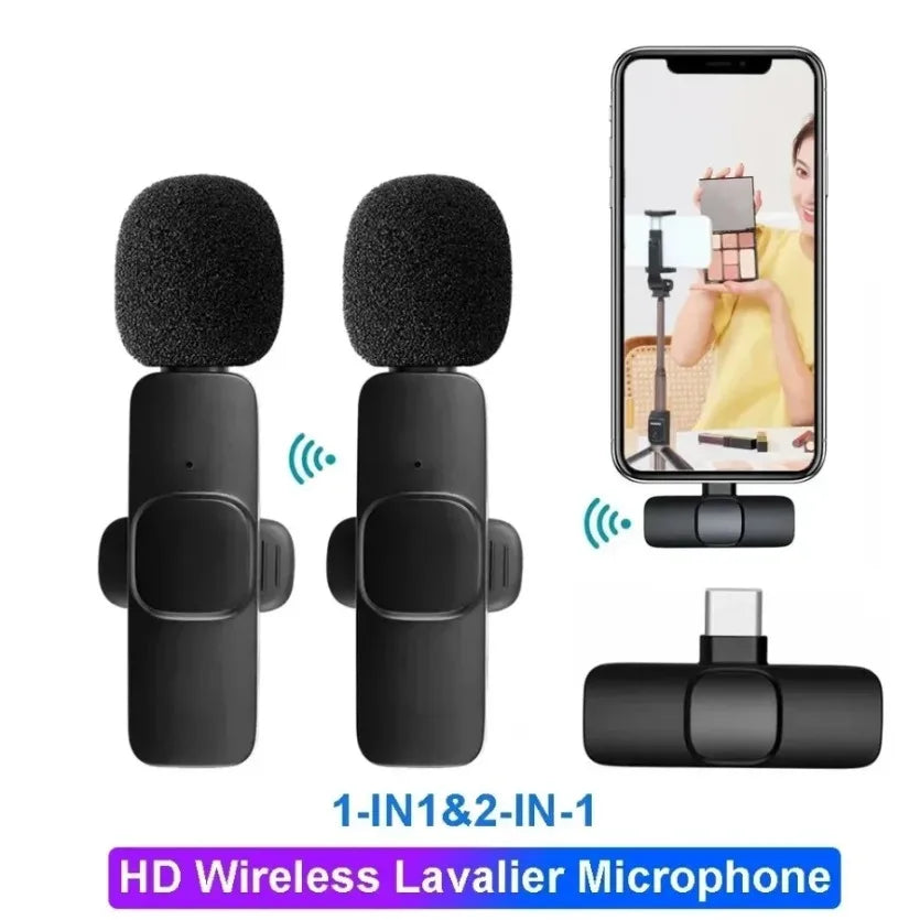 XIKCU Microphone Lavalier sans fil Portable enregistrement Audio vidéo Mini micro pour iPhone diffusion en direct téléphone de jeu avec réception