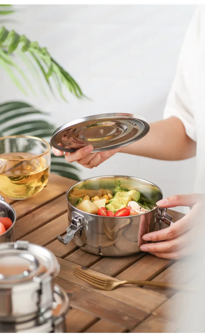 Boîte à déjeuner micro-ondes 350-3000ML, boîte à Bento Anti-fuite en acier inoxydable 304 de qualité alimentaire, boîte de pique-nique à forte étanchéité pour collations aux Fruits