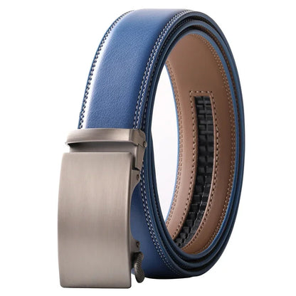 Plyesxale Ceinture en cuir marron hommes 2024 boucle automatique hommes Ceinture pour jean Style Vintage hommes ceintures de luxe Ceinture Homme B9
