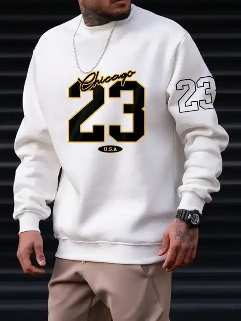23 USA Art lettre Design homme vêtements Style de rue polaire sweats automne décontracté sweats à capuche à la mode col rond pulls