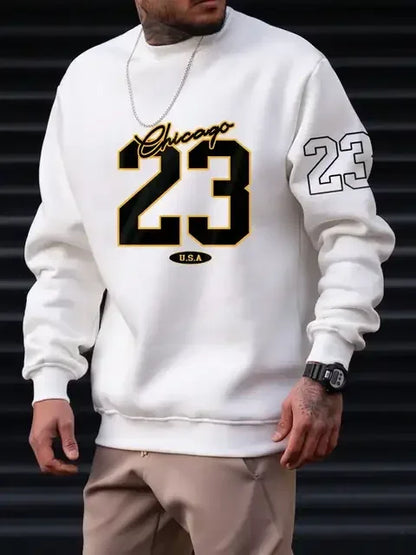 23 USA Art lettre Design homme vêtements Style de rue polaire sweats automne décontracté sweats à capuche à la mode col rond pulls