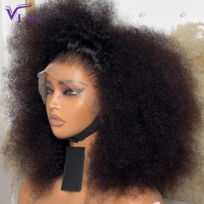450 densité sans colle perruque cheveux humains Afro crépus bouclés 13 × 6 HD dentelle frontale perruque 360 HD Transparent dentelle perruque cheveux humains porter et aller