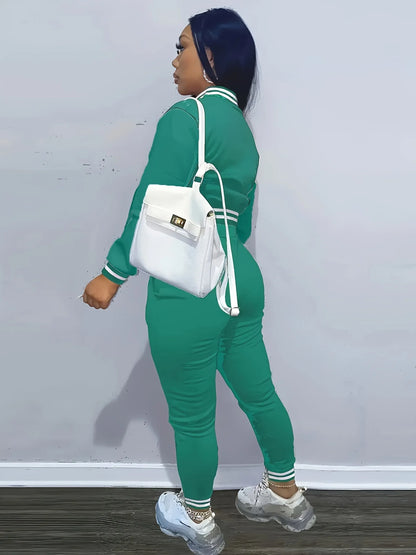 Veste de Baseball Pop de couleur Pure pour femmes, costume de sport à simple boutonnage, deux pi, printemps et automne, Europe et états-unis